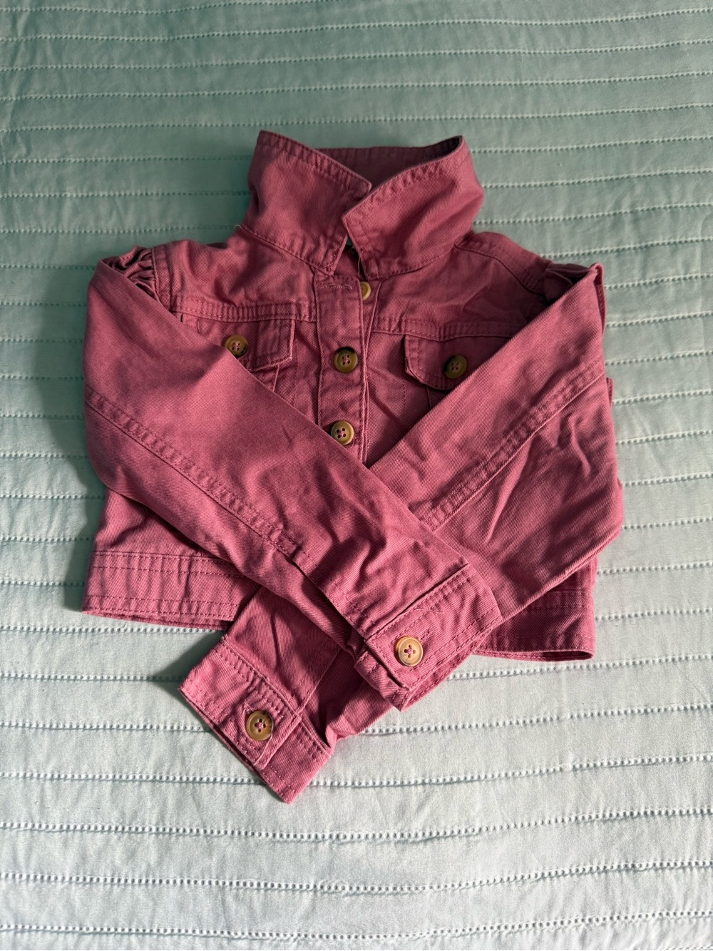 Girls' Pink Ruffle Denim Jacket - Picture 2 of 2